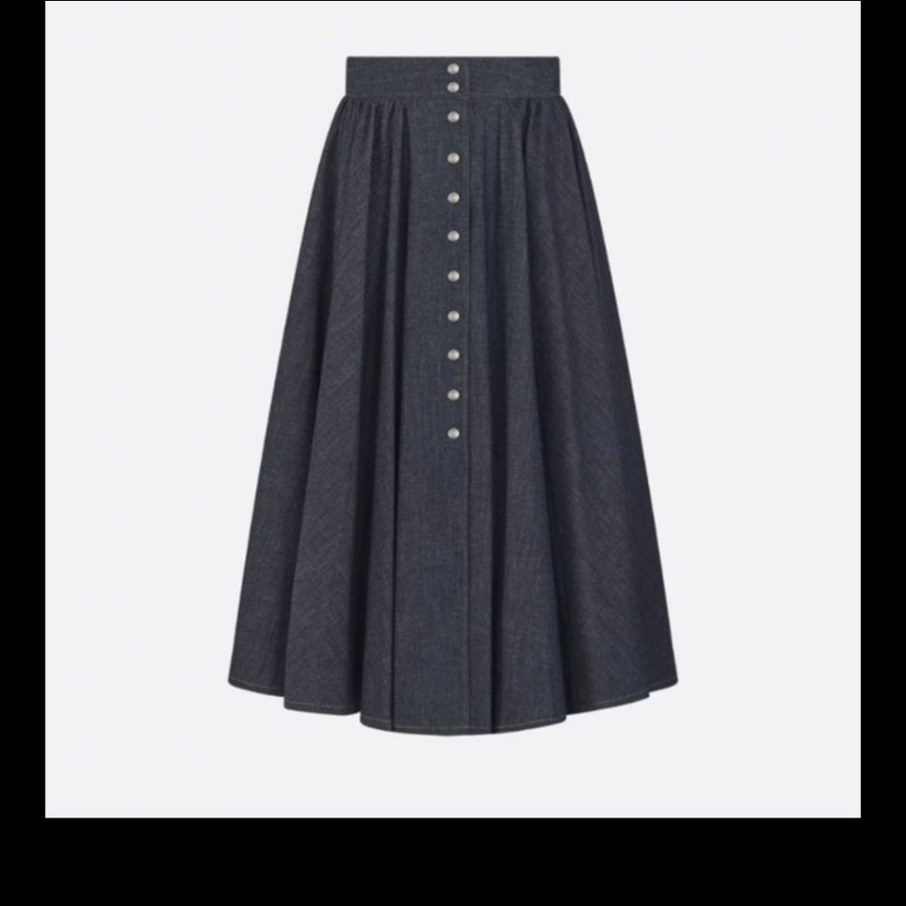 Christian Dior Denim Midi Skirt Dior Oblique Interior Snap Skirt
